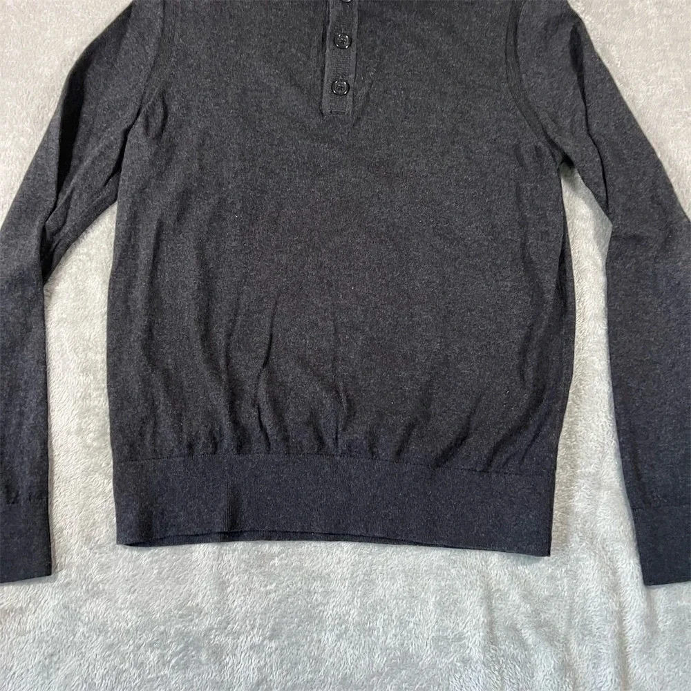 Banana Republic Sweater Men Large Heathered‎ Black Cashmere Blend Mock-Neck